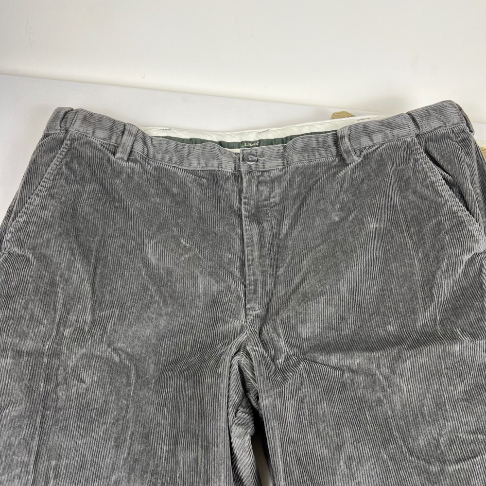 LL Bean Comfort Waist Corduroy Pants 42x32 Gray Tan Stretch Chino Trouser Bundle - Picture 2 of 14